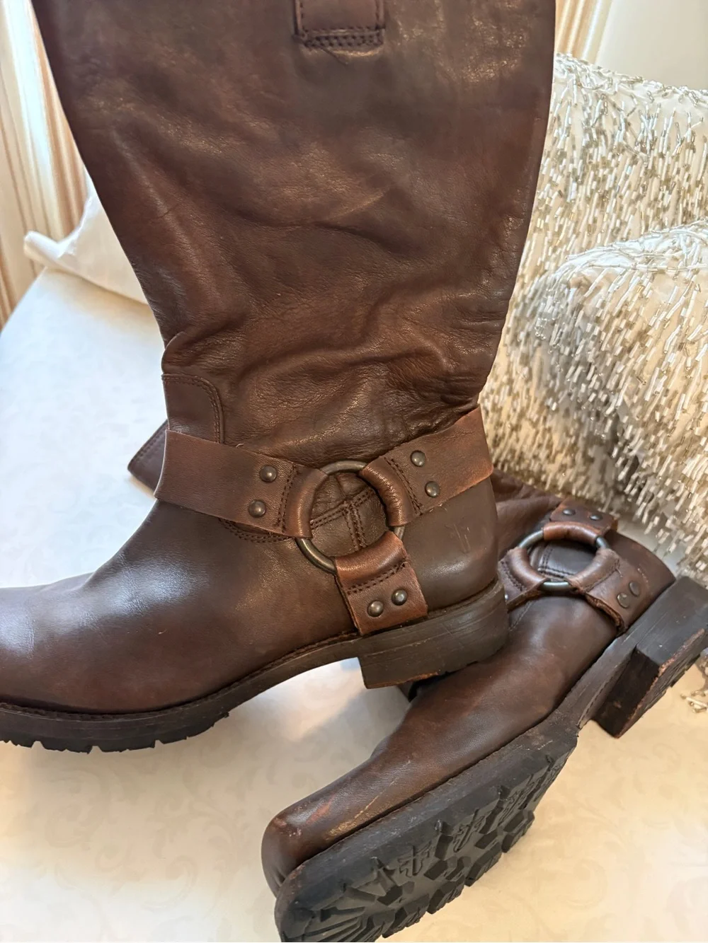 Frye Dark Brown Leather Harness Boots - Picture 7 of 12
